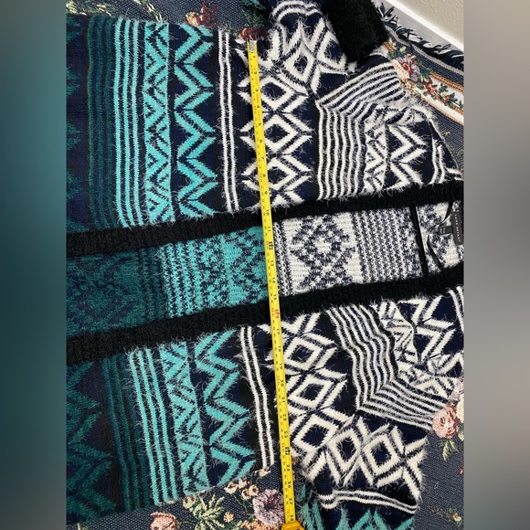 Lane Bryant Knit Open front Sweater Cardigan Blue black Aztec Boho Plus 22/ 24 - Picture 4 of 10